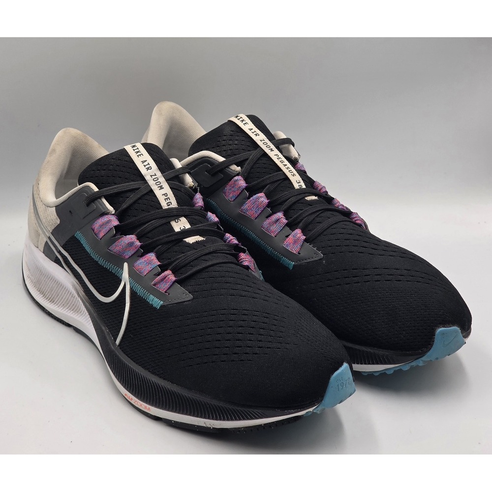 Nike Air Zoom Pegasus 38 Men's Size 15 Running Shoe Black Metallic Silver